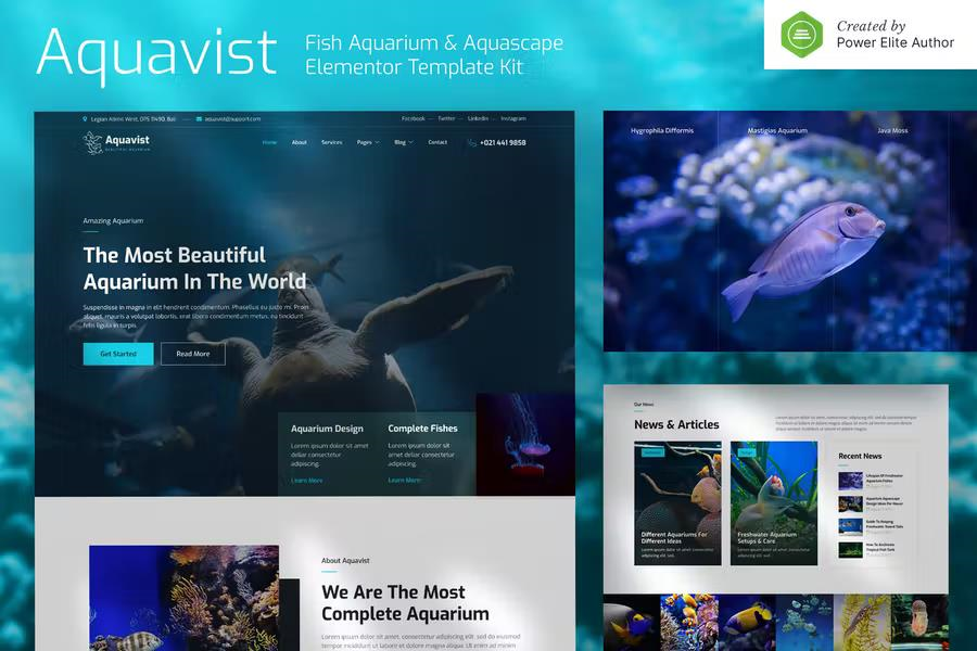 AQUAVIST – FISH AQUARIUM & AQUASCAPE ELEMENTOR TEMPLATE KIT